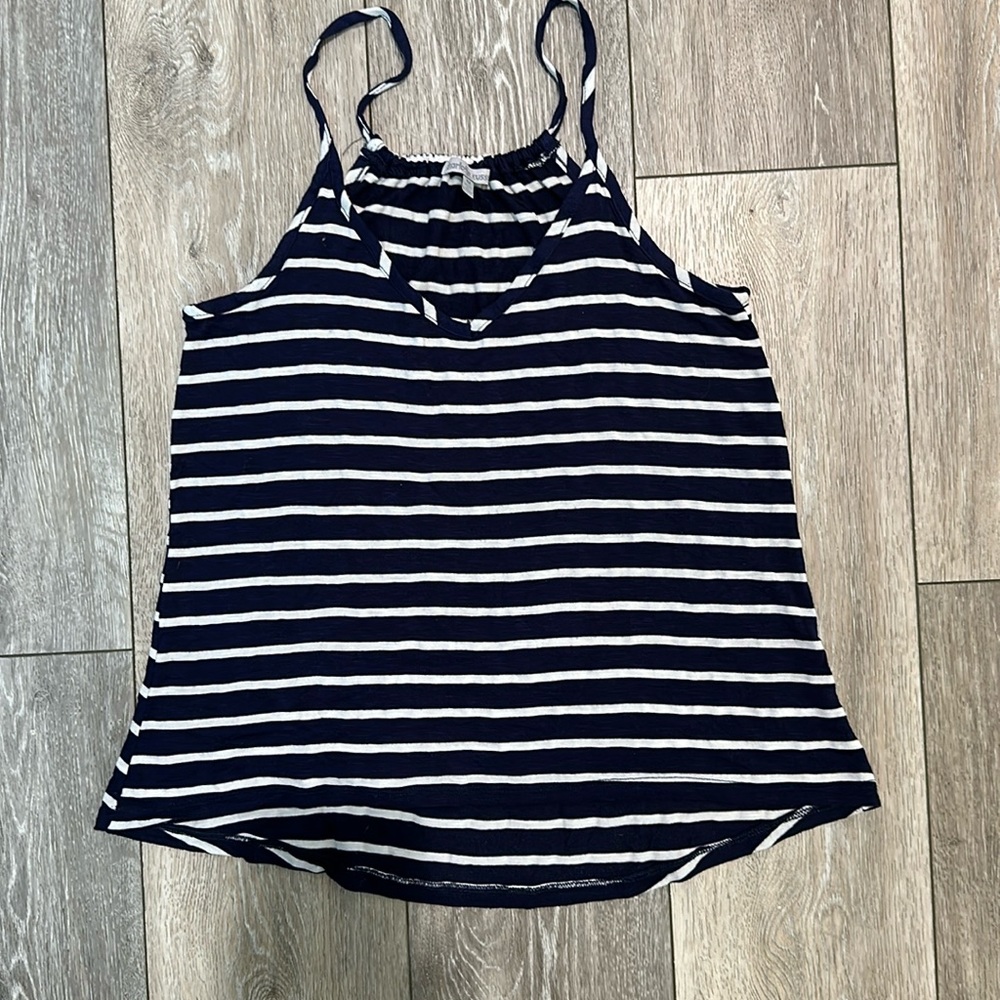 Charlotte Russe Navy White Striped Tank Top